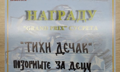 OСАМ НАГРАДА ЗА ПРЕДСТАВУ ,,ТИХИ ДЕЧАК